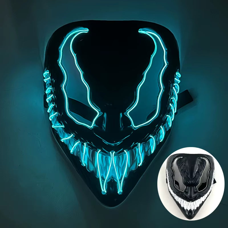 2025 Wireless Rave Mask Decor Cosplay Purge Mask Neon Glowing Full Face Mask for Carnival Dark Night