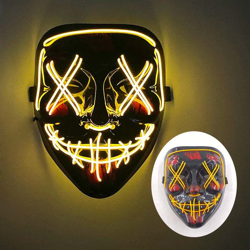 2025 Wireless Rave Mask Decor Cosplay Purge Mask Neon Glowing Full Face Mask for Carnival Dark Night