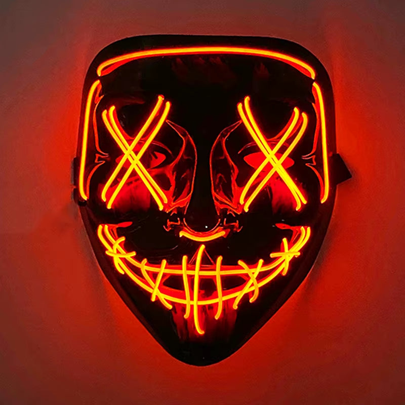 2025 Wireless Rave Mask Decor Cosplay Purge Mask Neon Glowing Full Face Mask for Carnival Dark Night