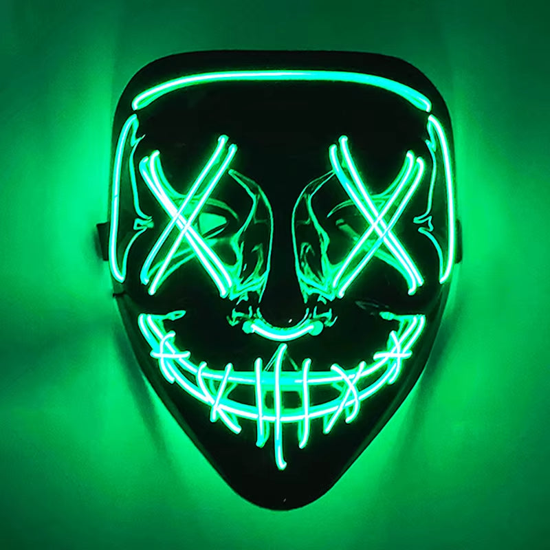 2025 Wireless Rave Mask Decor Cosplay Purge Mask Neon Glowing Full Face Mask for Carnival Dark Night