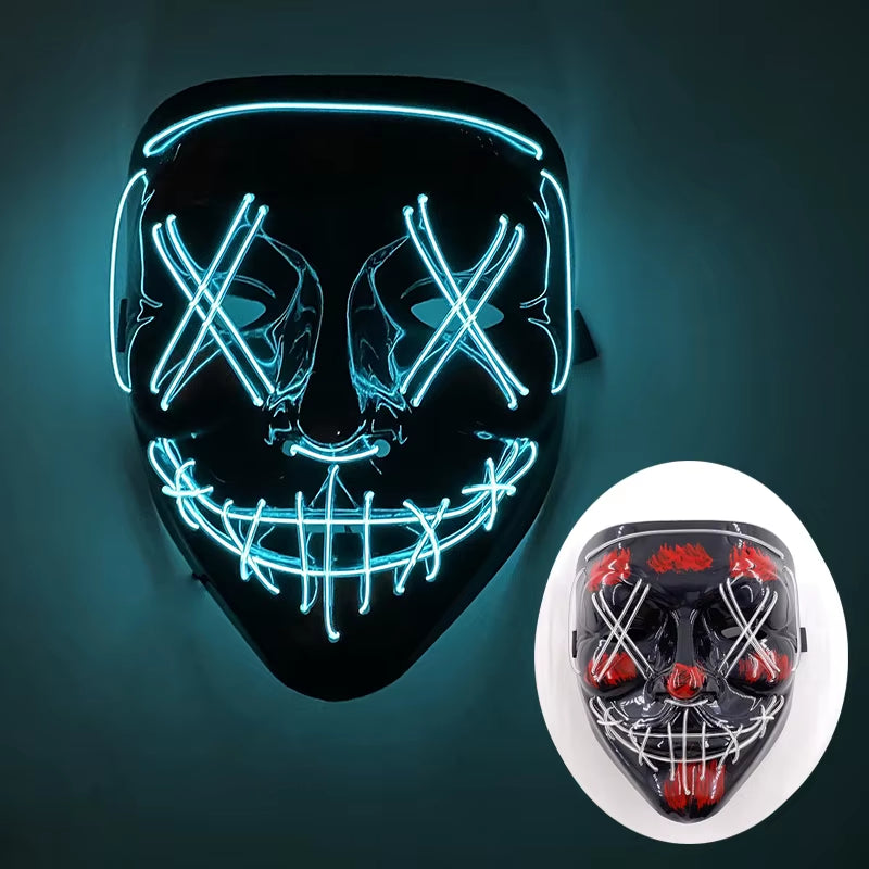 2025 Wireless Rave Mask Decor Cosplay Purge Mask Neon Glowing Full Face Mask for Carnival Dark Night