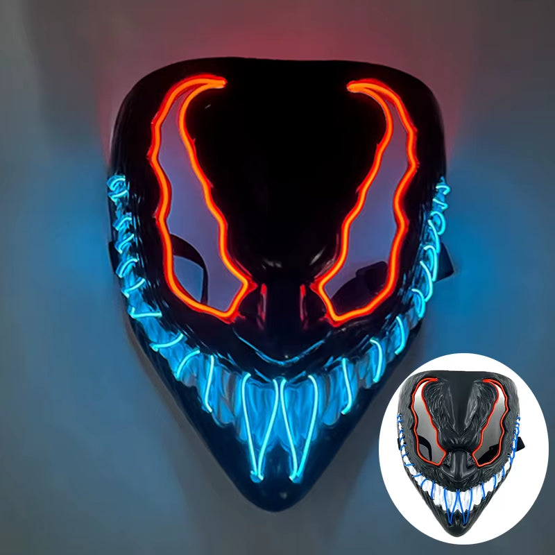2025 Wireless Rave Mask Decor Cosplay Purge Mask Neon Glowing Full Face Mask for Carnival Dark Night