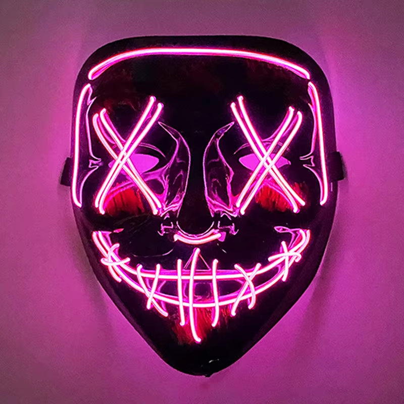 2025 Wireless Rave Mask Decor Cosplay Purge Mask Neon Glowing Full Face Mask for Carnival Dark Night