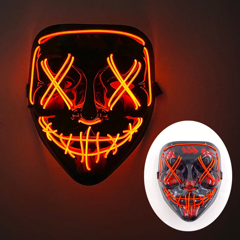 2025 Wireless Rave Mask Decor Cosplay Purge Mask Neon Glowing Full Face Mask for Carnival Dark Night