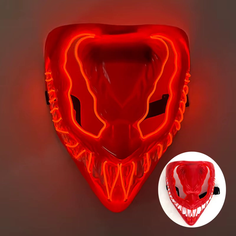 2025 Wireless Rave Mask Decor Cosplay Purge Mask Neon Glowing Full Face Mask for Carnival Dark Night
